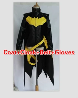 coat cape belt glove Высокое качество, сделанный на заказ костюм Бэтгерл, черный костюм Бэтгерл, пальто+ плащ+ перчатки+ пояс, карнавальный костюм - Цвет: coat cape belt glove