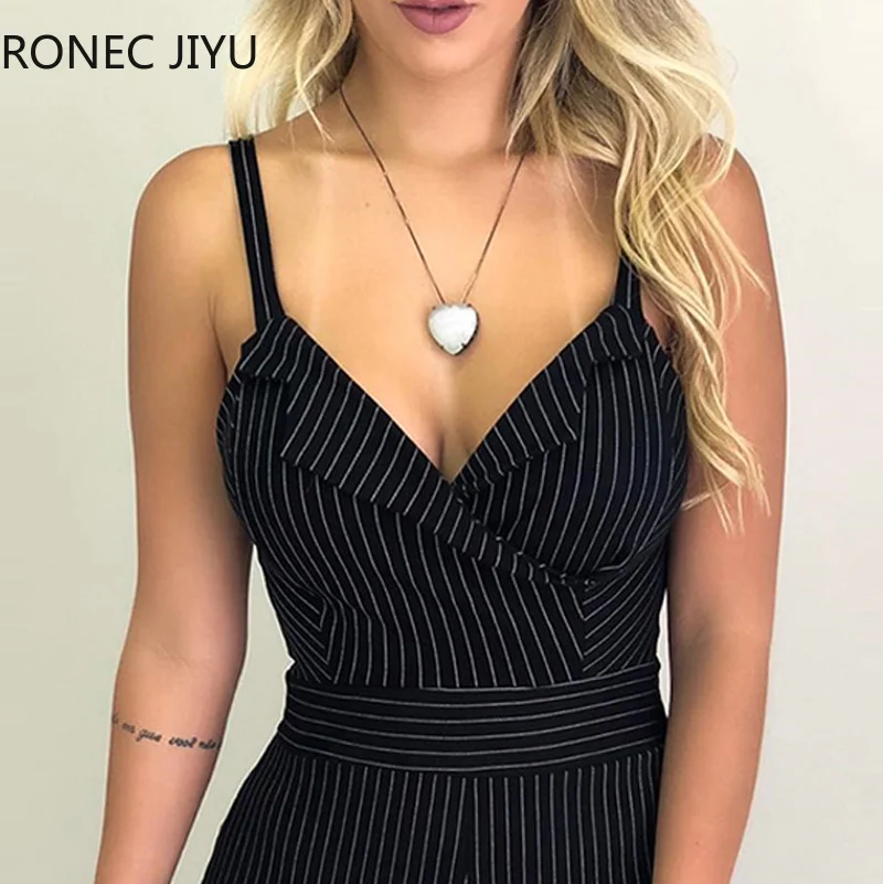 Pinstripes свёртная безрукавка повседневное комбинезон Комбинезоны для женщин Look