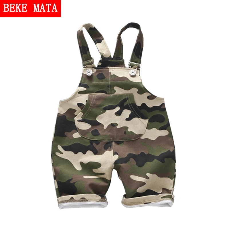 Детский джинсовый комбинезон на пуговицах короткий для маленьких мальчиков и