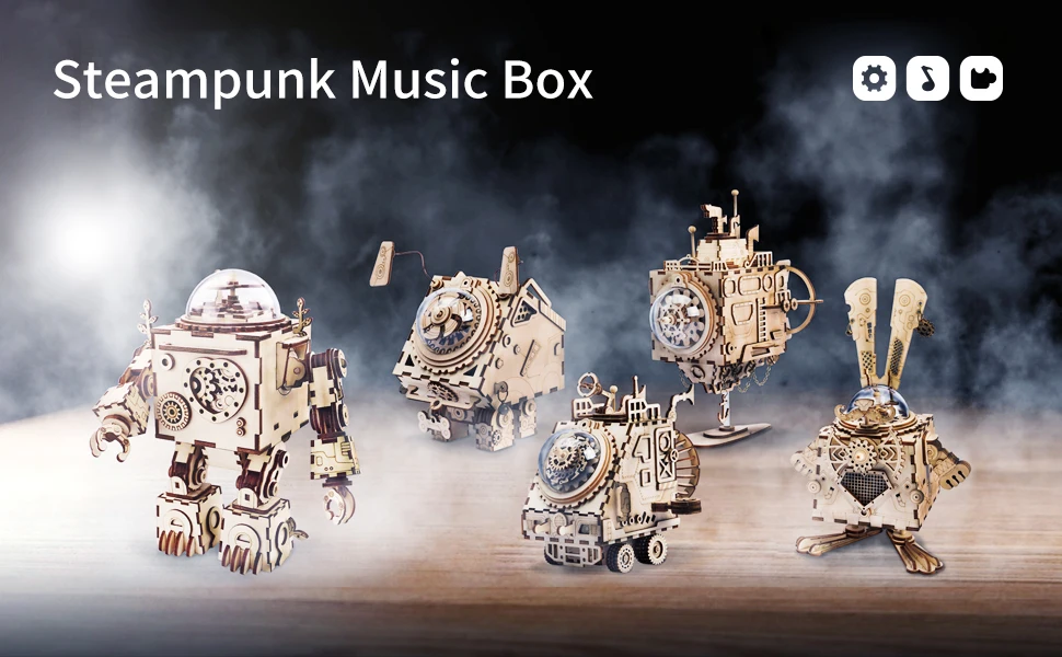 Robotime DIY 3D подвижные космический корабль головоломки собраны деревянные модели игрушки для детей мальчиков и девочек Тренировки Мозга музыкальная шкатулка подарок AM681