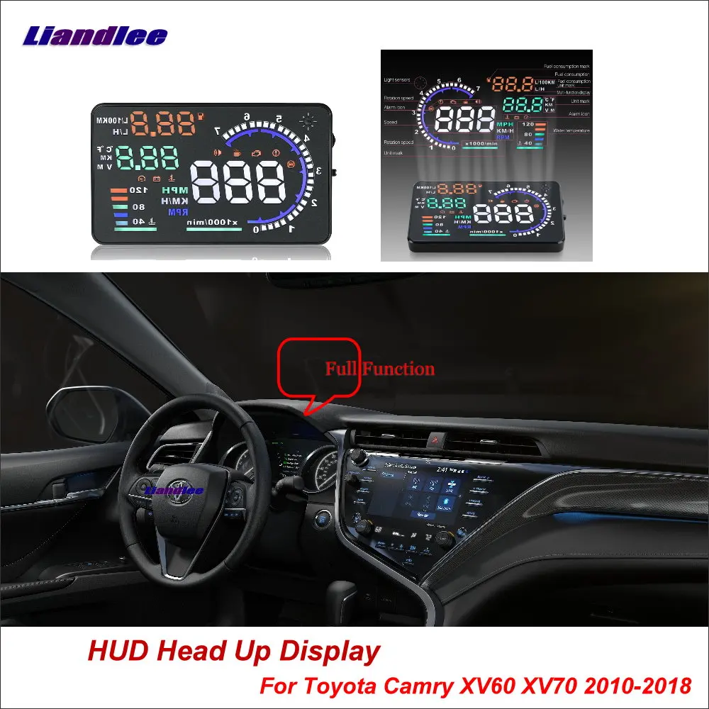 Liandlee Автомобильный дисплей HUD для Toyota Camry Avensis 2010- безопасный экран для вождения OBD проекционный Спидометр лобовое стекло