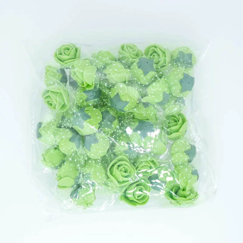 green 50 шт/100 шт 2 см мини крошечные поролоновые розы искусственные головки цветов Сделай Сам Плюшевый цветок медведь Свадебная вечеринка украшения Скрапбукинг Ремесло - Цвет: green
