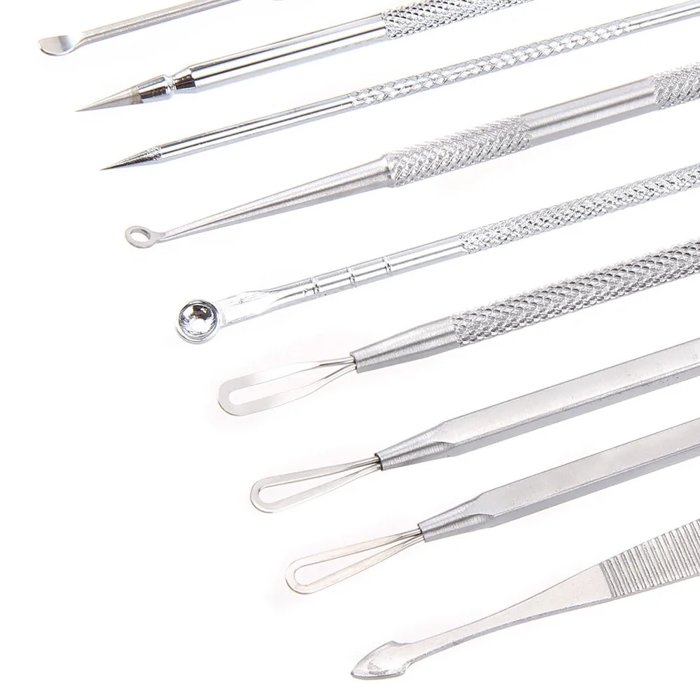 Девушка Женская мода 9 шт. угрей Remover Tool Kit Whitehead прыщ угревая сыпь поверхностьные