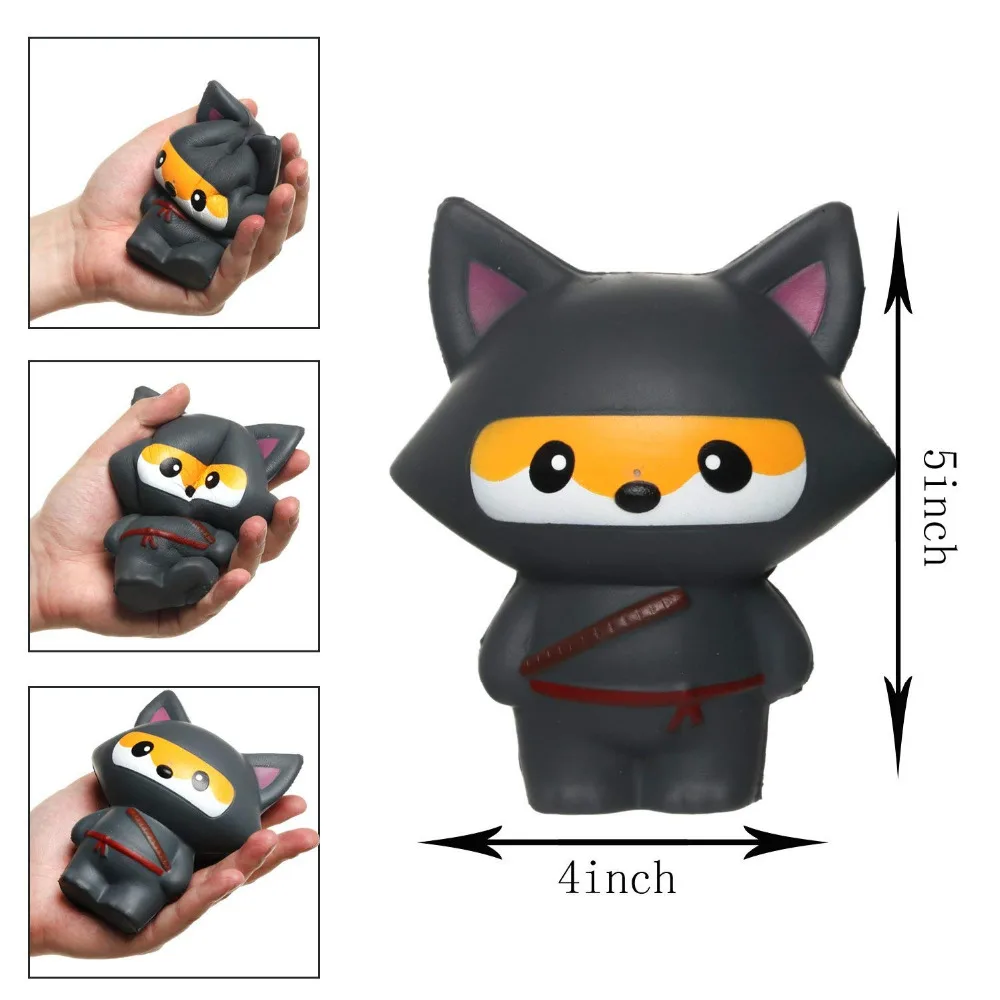 Животных Jumbo 14 см Kawaii ниндзя Squishy Panda/медведь/лиса хлеб мягкий замедлить рост Веселый малыш игрушки сладкий Шарм мультфильм торт