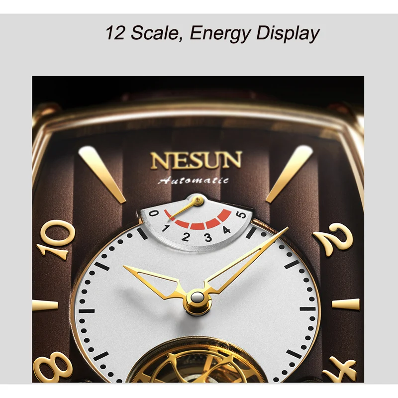 Nesun Tourbillion автоматические механические часы Скелетон для мужчин люксовый бренд