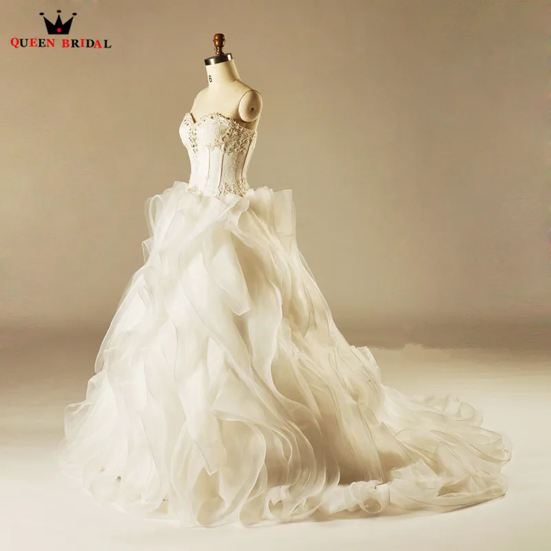 

Ball Gown Strapless Ruffles Lace Beaded Formal Luxury Wedding Dresses Bride 2023 Real Photo Wedding Gown Custom Made XH20