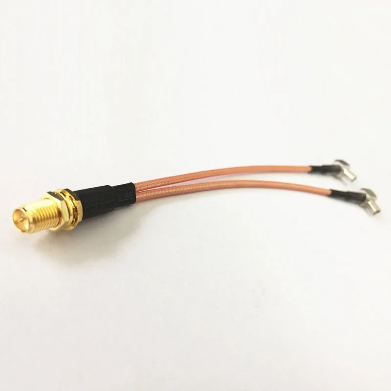 Новый RP SMA женский 2X TS9 правый угол разъем адаптера Y типа комбайнер кабель гибкий