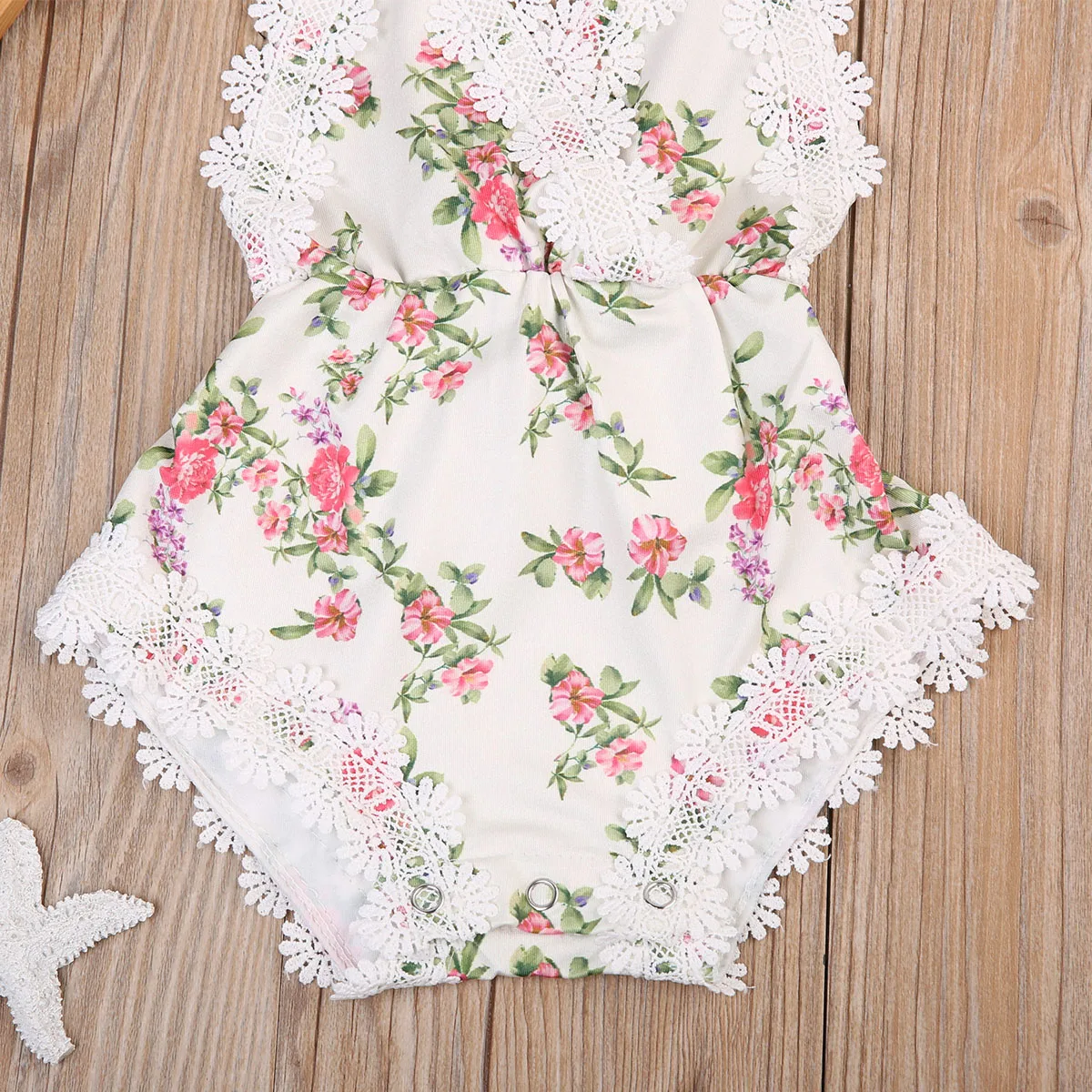 pudcoco Babies Floral Tassels Bodysuits Newborn Baby Girl Lace Strap Backless Casual Bodysuit Clothes Sunsuit Party Outfits | Детская