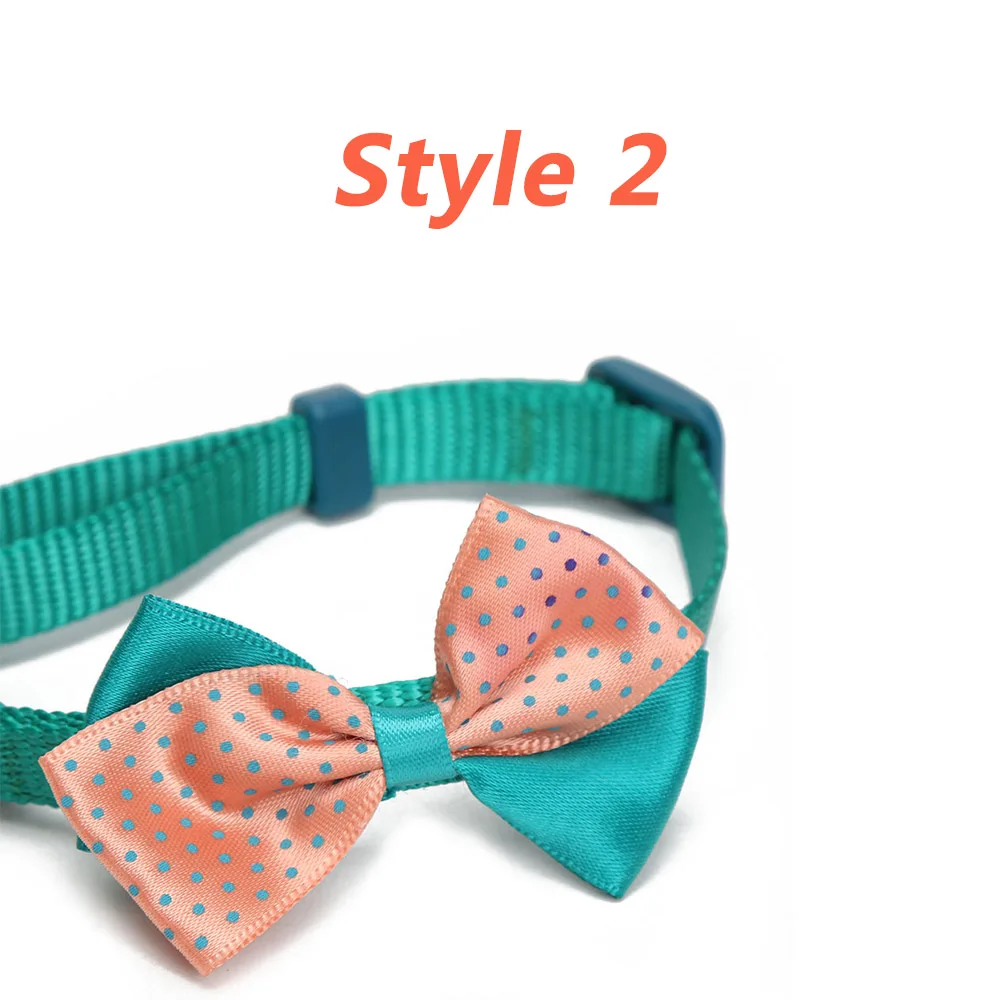 Blue Cat Dog Collar Нейлоновые воротники для кошек, маленьких собак, щенков, ошейники для кошек, котят, регулируемые воротники, свинцовый бантик, разъемное ожерелье для кошек MP0025 - Цвет: Blue Cat Dog Collar