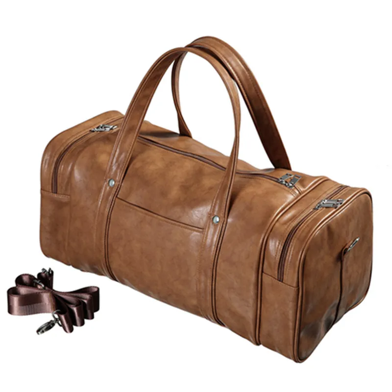 New Casual Leather Travel Bags Luxury Men Large Capacity Portable Male Shoulder Bag Men's Handbags Vintage Outdoor Duffle | Багаж и