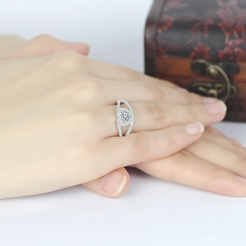 

ANZIW Heart shape Halo Ring Romantic Eternity Jewelry Ring antique wedding band Engagement Rings for women girls bijoux
