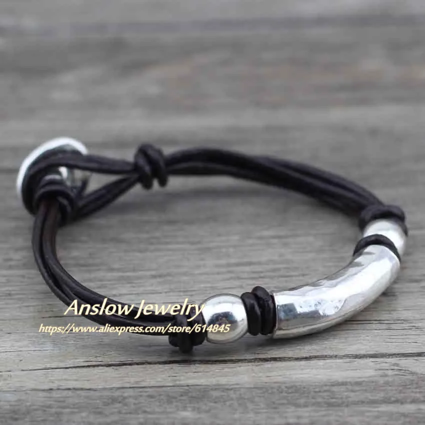 Anslow Лидер продаж античное серебро Высокое качество Bijoux обертывание веревка для женщин мужчин девочек мальчиков браслет из натуральной кожи подарок LOW0379LB