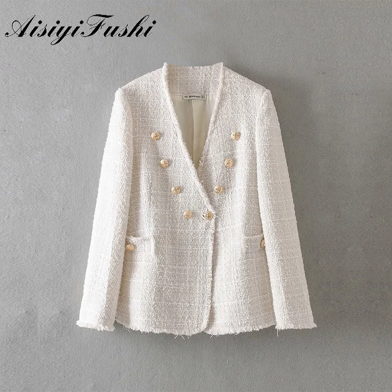 AISIYIFUSHI White Spring Jacket Women Blazers and Jackets 2020 Summer Casual Long Sleeve Loose Blazer Formal | Женская одежда
