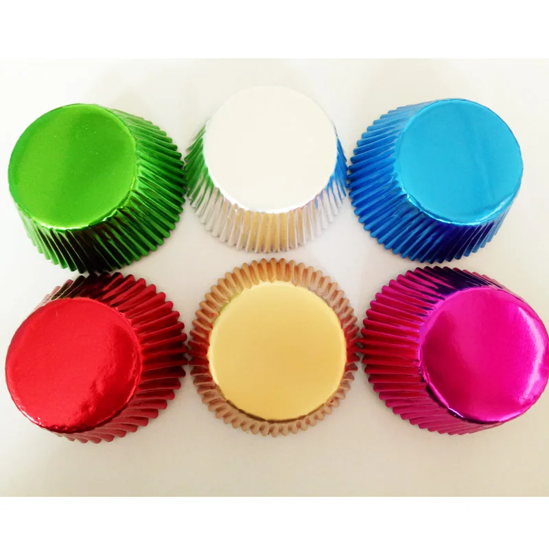 Горячая 100 шт. Однотонные Фольга выпечки торт случае вкладыши для Бумага Чашки