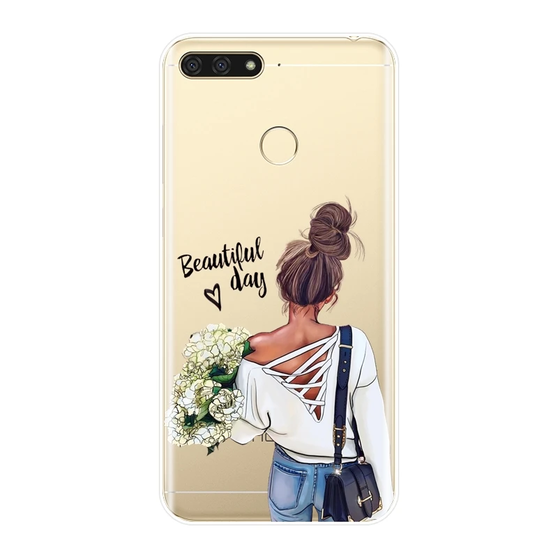 Задняя крышка из ТПУ для Huawei Y5 Y6 Y7 Prime Y9, чехол для телефона для маленькой девочки, женщины, мамы, силиконовый чехол для Huawei Y3 Y5 Y6 Y7 II Pro