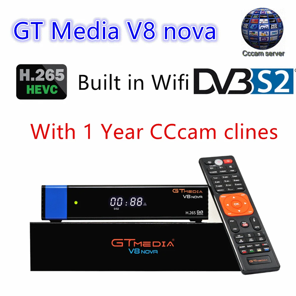 V8 Nova Blue DVB-S2 спутниковый ресивер цифровой с 18 месяцев Европа CCcam 4 clines Full 1080P H.265 4k Испания Польша Великобритания Германия