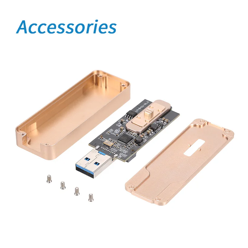 Универсальный портативный жесткий диск NGFF / M.2 SSD на USB 3 0 тип А выдвижной Золотой