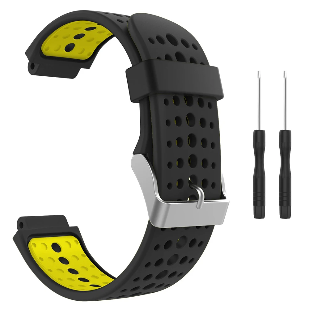Ремешок для спортивных часов Garmin Forerunner 230 черный с желтым дышащим ремешком