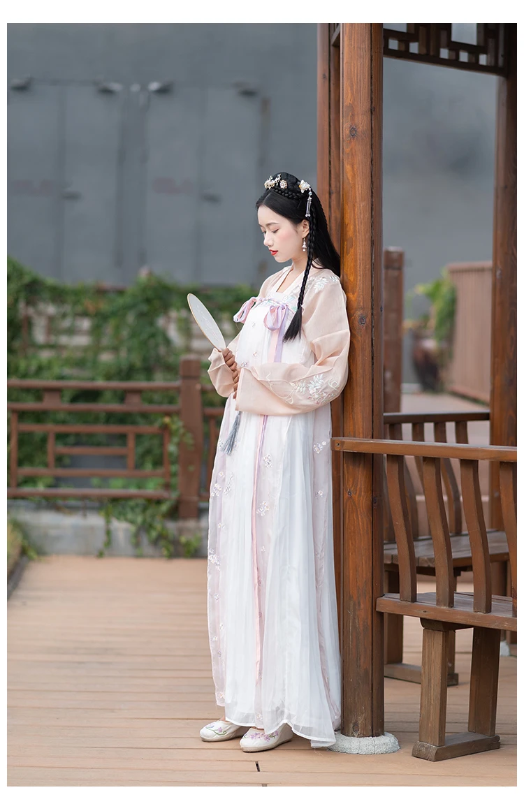 Модное традиционное платье Hanfu с вышивкой династии Тан, древний костюм, платье феи, одежда для народных танцев Hanfu для сцены