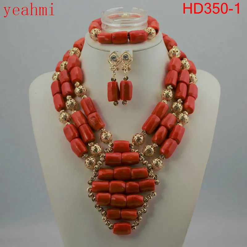 

Coral Beads Statement Necklace Set Chunky Bib Beads African Jewelry Fashion Real Coral Necklace Set Dubai Free Shipping