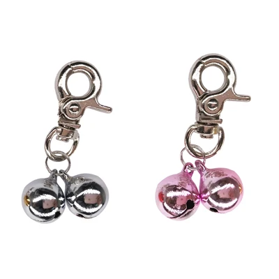 2 шт. никелированные аппаратные средства колокольчики Воротник pet Charm Pet Jewelry кошачий собачий ошейник Воротник с ожерельем с подвесками щенок аксессуары для воротника - Цвет: Silver and Pink