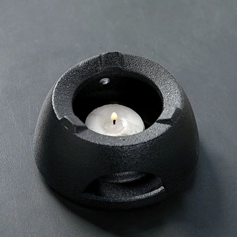 Старинная черная грубая керамика подсвечник для чайной плиты держатель чайника