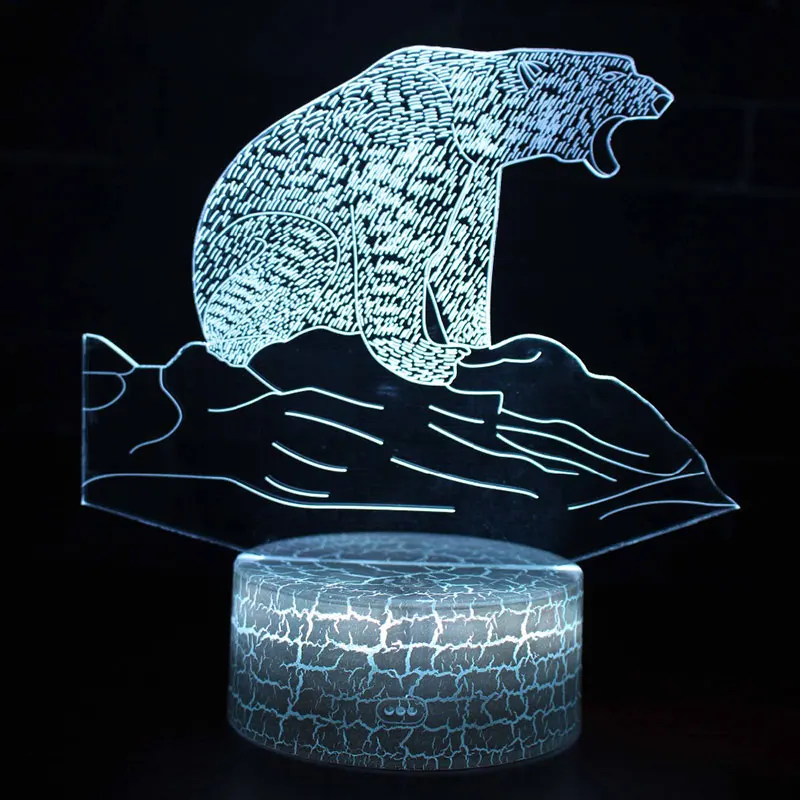 Polar bear theme 3D Lamp LED night light 7 Color Change Touch Mood Christmas present Dropshippping | Лампы и освещение