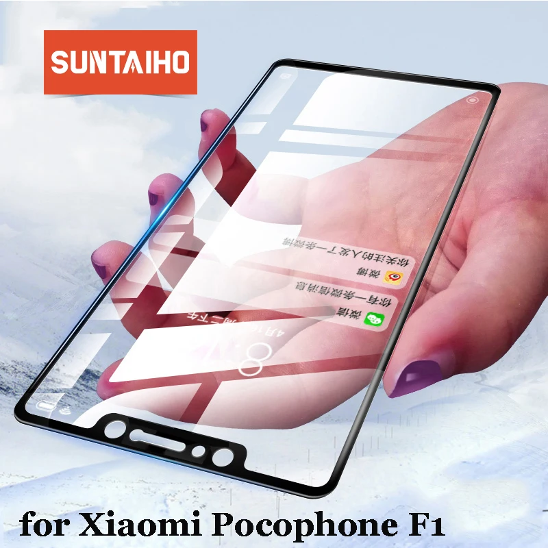 Закаленное стекло Suntaiho для Xiaomi mi 8 lite Pocophone F1 A2 max3 защита экрана Полный Чехол Redmi note