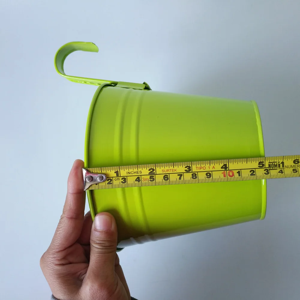 10 шт./лот D14.5XH17.5CM металлические кашпо подвесные ведра настенный крючок Цветочный Горшок Кашпо цветные кашпо