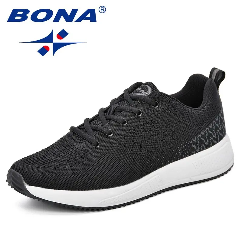 BLACK DARK GREY BONA/мужская повседневная обувь; популярные дышащие мужские теннисные туфли; zapatos hombre Sapatos; Уличная обувь; кроссовки; мужская обувь - Цвет: BLACK DARK GREY