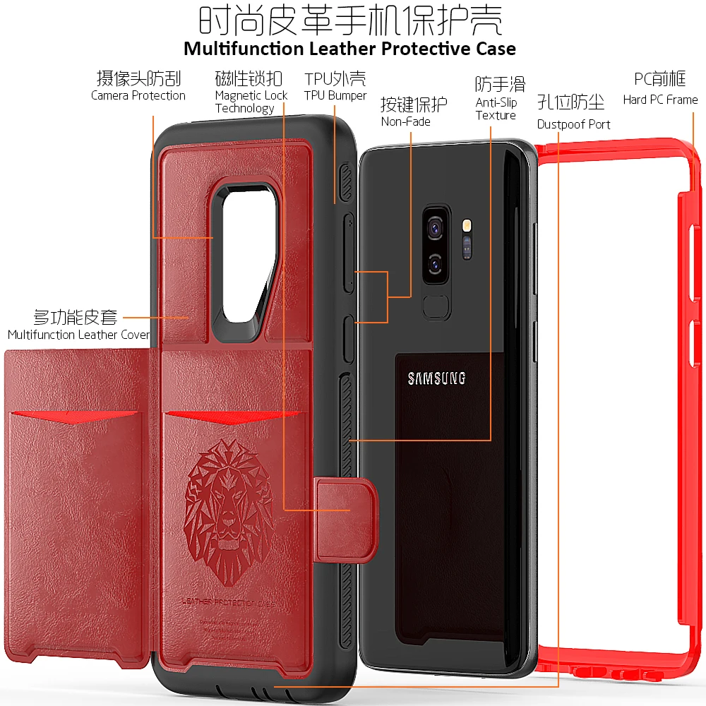Многофункциональный чехол из искусственной кожи для мобильного телефона Samsung
