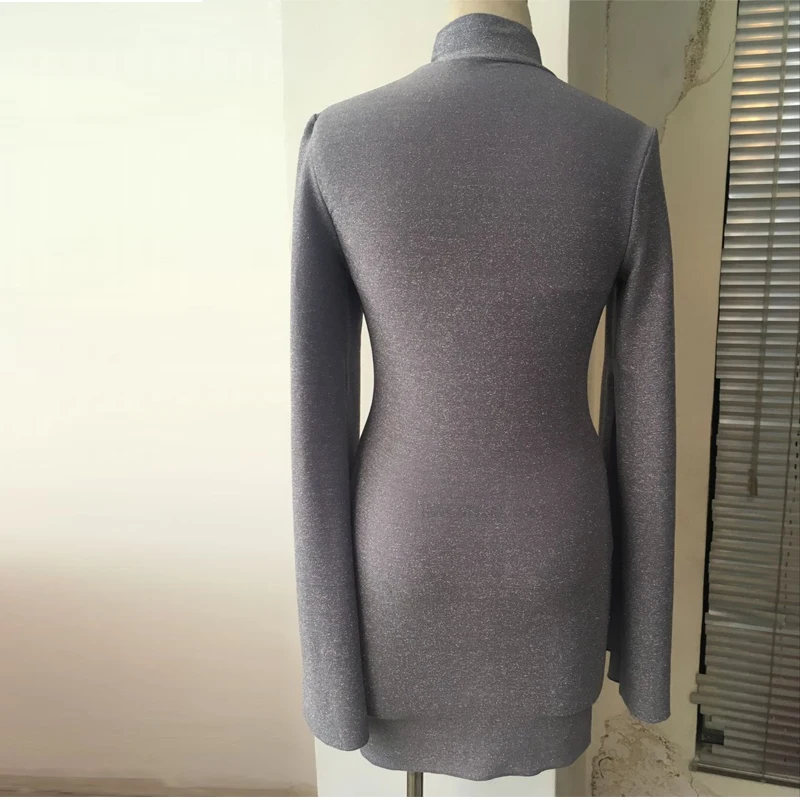 2XL сексуальное платье с высоким воротом разрезом вечернее женское блестящее