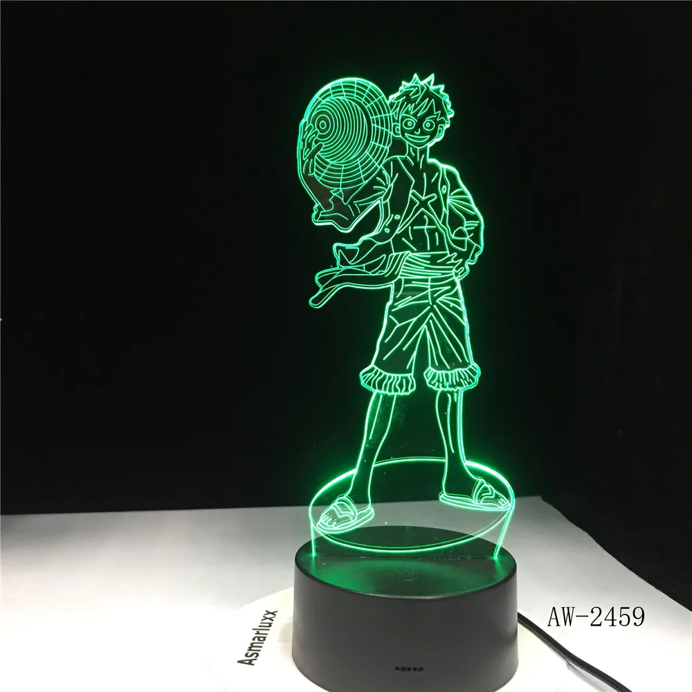 Luffy аниме цельное моделирование 3D Светодиодная сенсорная кнопка USB детская