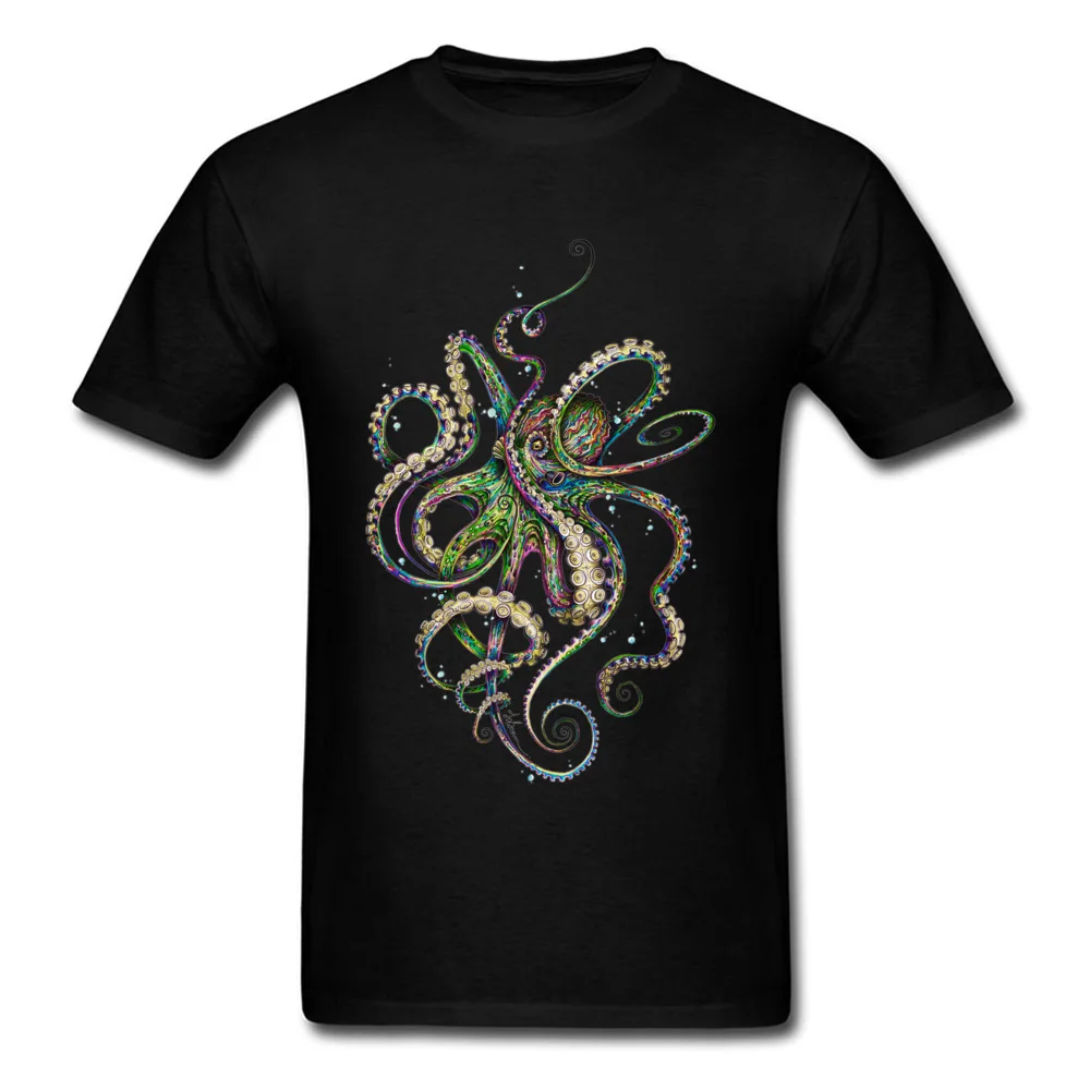 Octopsychedelia футболка новая мужская принт осьминога Топы И Футболки черная одежда с