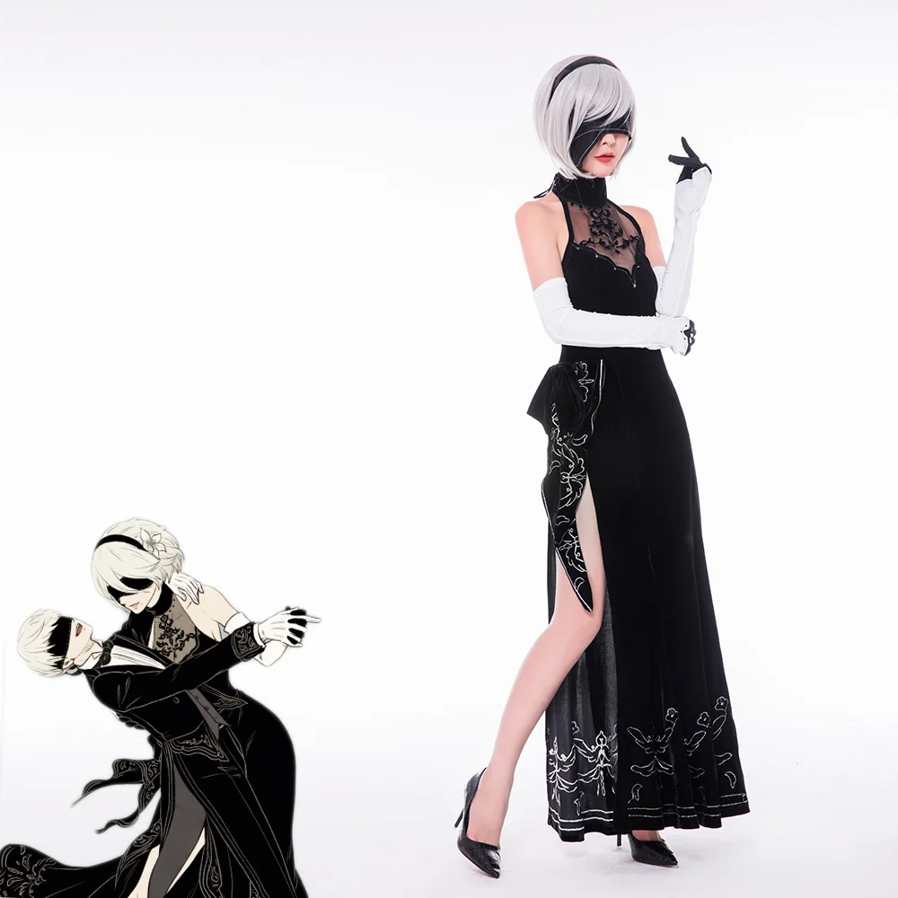 Чонсам из игры NieR Automata 2B 9S CP вечернее платье Униформа с палочкой костюм для