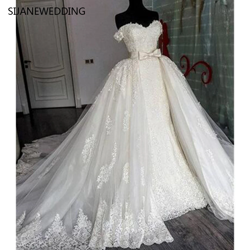 SIJANE кружево Русалка Свадебные платья с длинным рукавом Robe De mariée Съемная Поезд