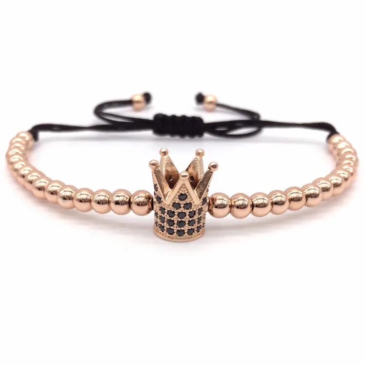 NAIQUBE Top Brand Fashion Imperial Crown Charm Men's Bracelets Micro Pave CZ Beads Trendy Braided Macrame | Украшения и