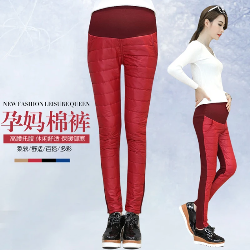 

Winter maternity clothing Velvet pants for pregnant women Black leggings High waist belly Warm trousers 2XL thicken pants