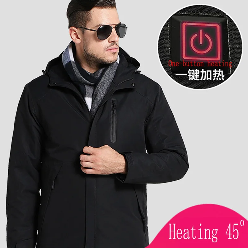 men black Зимняя куртка с usb-подогревом, Мужская одежда, Походное пальто, парки, Мужская ветровка, спортивная одежда для мужчин wo, мужские уличные куртки и пальто - Цвет: men black