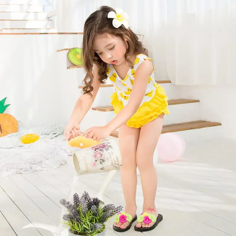 Цельнокроеный купальник с ушками для девочек шапочкой купания детский милым