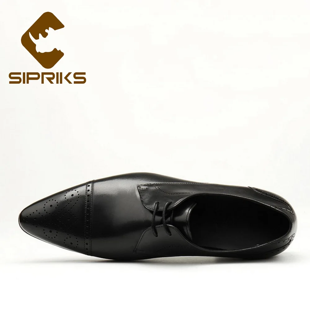 Sipriks итальянские мужские Кожаные броги винтажные черные на шнуровке
