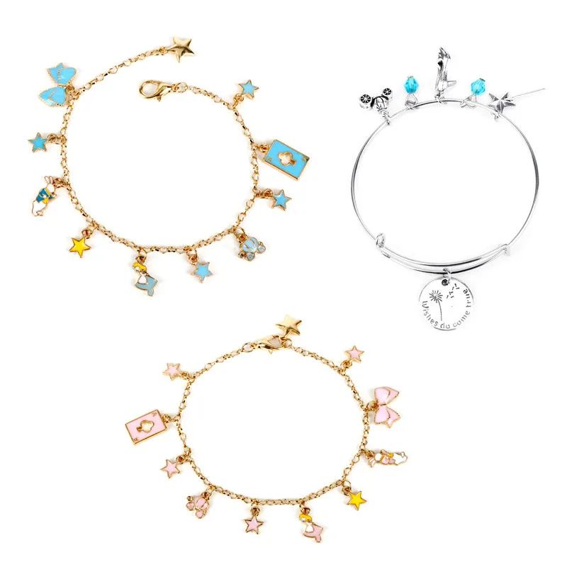 Мультяшные Подвески Браслеты из нержавеющей стали для женщин синий брелок в виде