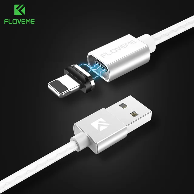 White Floveme Магнитная USB кабель для iPhone 6 Xiaomi Redmi 4X Micro Тип USB C для кабель Lightning/USB 2.4A 1 м магнит Зарядное устройство Кабо магнитная зарядка магнитный кабель для айфон 7 8 Plus плюс 6 6s Plus X - Цвет: White