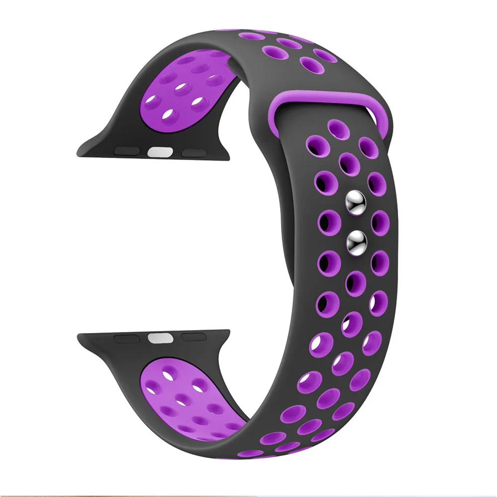 Correa для apple watch серии 1/2/3/5, 42 мм, 38 мм, ремешок для запястья адаптер для наручных часов iwatch, 4 40 мм 44 мм разноцветных резиновых полосок Спорт на открытом воздухе силиконовый