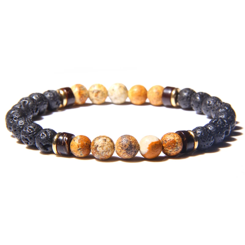Мужской браслет 6 мм бусины из натурального камня для мужчин и женщин аксессуар
