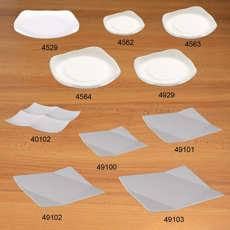 Pratos de Melamina Imitação Porcelana Louça Quadrada Borda Deformada Prato Corrente Restaurante Melamina Talheres Jantar Placa a5