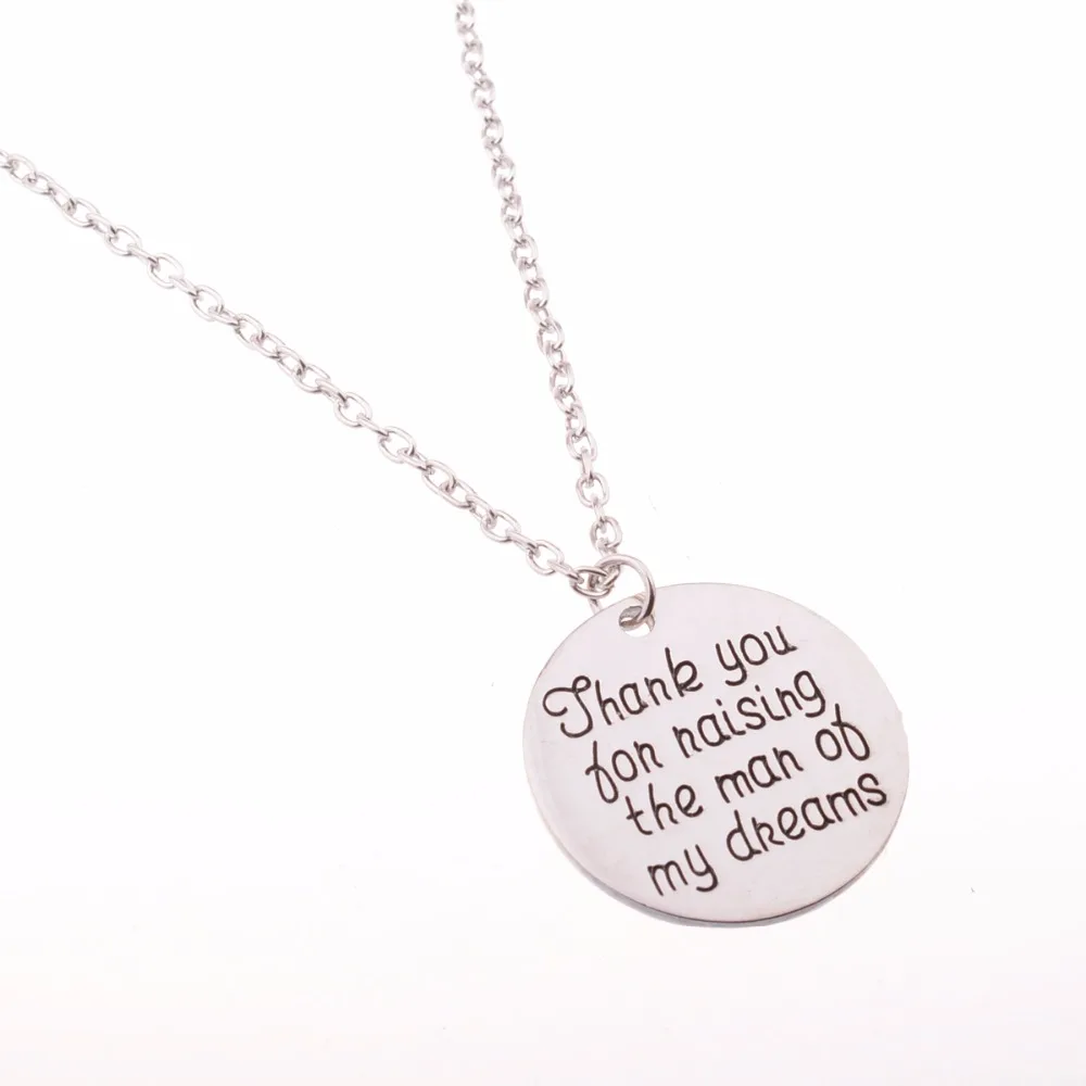 Bespmosp New Arrival&quotThank You For Raising the Man of My Dreams&quotLetter Charm Pendant Necklace Women Love Letter Gift | Украшения и