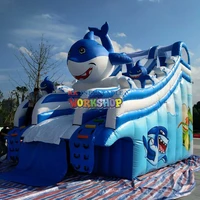 inflatable shark water slide frame pool or inflatable pool slide for kids playing park center