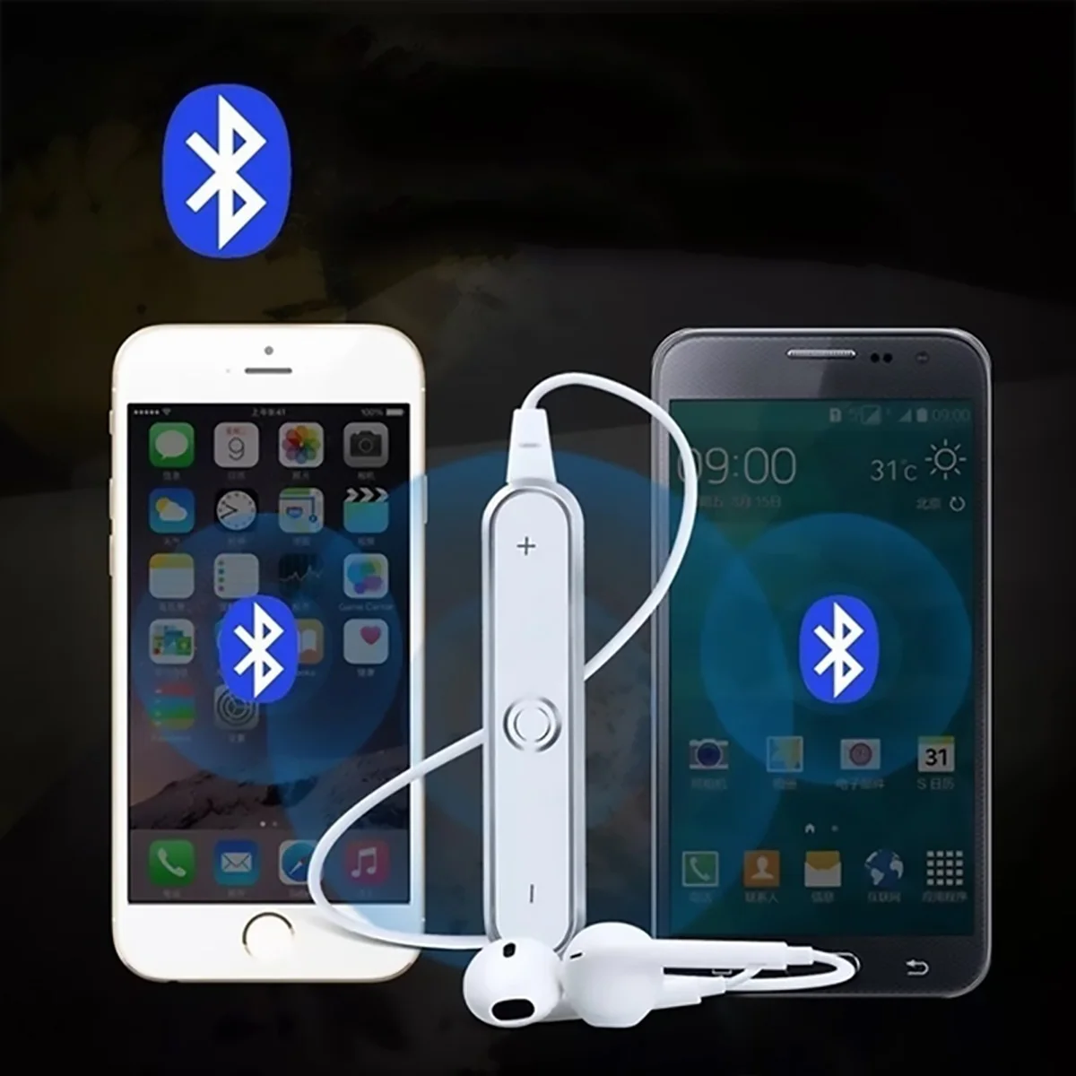Беспроводные bluetooth наушники с шумоподавлением гарнитура шейным ремешком