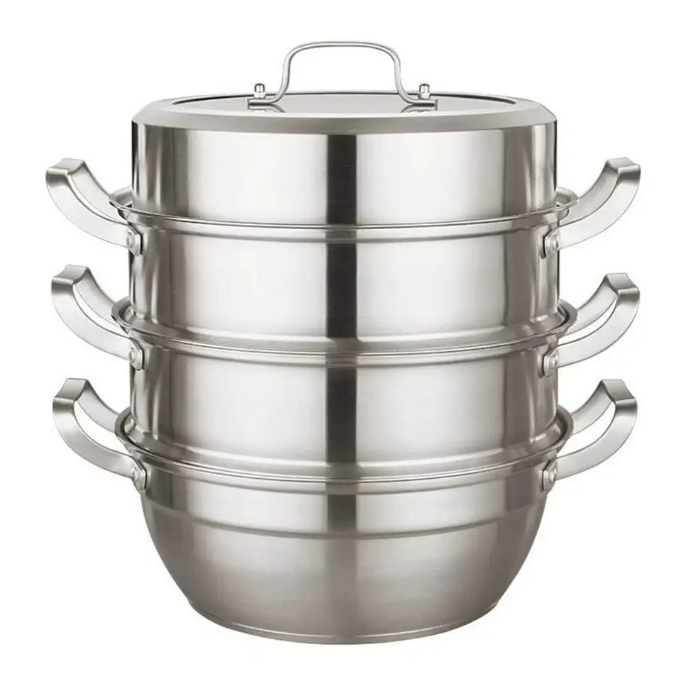 

Household 304 Stainless Steel Stockpot With Steamer Set Kitchen Utensil Cooking Tool Soup Pot Steamers Multiple Combinations
